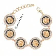 6-Piece Lion Head Enamel Chain Cuff Bracelet - Gold Plated Bold Link For Women Street Style