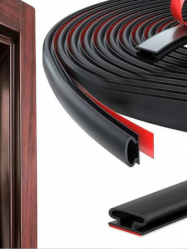 1 pieza de burlete, burlete de goma negra, burlete en forma de D para puertas, burlete autoadhesivo para puertas, burlete insonorizante para ventanas