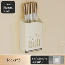 Kitchen Chopsticks Holder, No-Drill Wall-Mounted Utensil Storage Rack, Home Water-Draining Knife And Fork Storage Box, Chopsticks Holder Cooking Tool Storage Cylinder., Kitchen Storage Utensils, Room Decoration, Suitable For Kitchen, Restaurant, Party, Camping, Outdoor, Gathering, Gift For Friends, Family Gift, Back To School Supplies