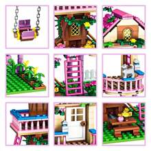 Traum Stadt Freundschaftsbaum Haus Prinzessinnenschloss Schaukel Bausteine Straßenansicht Serie Haus Ziegel Modellbausatz Spielzeug Geschenk