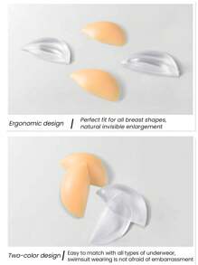 1 Par/2 Pares Protetores de Silicone para Sutiã, Inserts para Sutiã, Seios Pequenos Reúnem Seios Planos Para Fazê-los Parecerem Maiores, Disfarce de Aumento de Peitos À Prova d'Água, Pads de Peito Invisíveis Embutidos em Maiô Bikini de Roupa de Banho