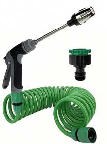 3pcs Garden Flexible Hose Set, Multi-Functional High-Pressure Car Washing Spray Gun Set, Household Car Washing Set, Available In Different Sizes