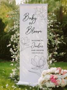 Individuell bedruckter Stoffhintergrund, geeignet für Dusche oder Geburtstagsparty Dekoration, Stoffbegrüßungsschild, personalisiertes Hochzeit Willkommensschild, minimalistischer Stil Schild, Hochzeit Willkommensbanner, moderne Hochzeit Willkommen Kulisse, Abschlussgeschenk, personalisierte Abschlussdekoration, Abschlussschild