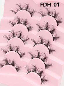 5 Pairs 3D Cat Eye Elongating Oblique Eyelashes, Reusable Natural Eye Makeup, Cross Design Natural Thick Curly Fluffy Multi-Layer Soft Lightweight Fox Eye Synthetic Eyelashes, Suitable For Daily Wear And Dates