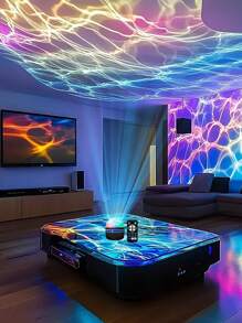 1pc LED Smart LED Portable ABS Material Water Ripple Lamp, Aurora Projection Lamp, 16 Kinds Of Lighting Effects, LED Color Changing Lamp, Galaxy Star Projector, Bedroom Light Projector, Starry Sky Projector, Star Whirl Color Lamp, Seven-Color Rotating Atmosphere Lamp, Magic Projector, Adult Room Decoration, Home Decoration, Home Theater, Ceiling, Gift, Camping, Wedding Decoration, Holiday Party, Let Your Home Be Breathtakingly Beautiful.