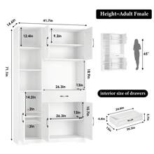 71" Tall Kitchen Pantry Storage Cabinet, Farmhouse Food Pantry Cabinet With Microwave Stand, Barn Doors Kitchen Hutch With Large Drawer And Shelves For Dining