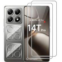 Set da 4 pezzi compatibile con Xiaomi Redmi 14C - 2 pezzi di pellicola protettiva in vetro temperato per schermo + 2 pezzi di pellicola protettiva in vetro temperato per fotocamera, pellicola protettiva anti-graffio per 14T/14T PRO/14/13T/13C/13T Pro, regalo per compleanni, famiglia, amici, protezione per schermo del telefono, accessori per telefono, impermeabile, antiurto, anti-caduta, anti-impronta digitale, copertura completa