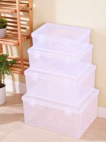 1pc Clear Snap-Open Portable Storage Box, Handy Small Items Organizer Box For Desktop, Dust-Proof And Dirt-Resistant, Travel Storage