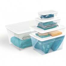 2025Sterilite 12-Pack 6 Quart Storage Box, Stackable Clear Plastic Bins With  Lids - Heavy-Duty Organizing Containers For Closet, Bathroom, And Office - Gói 40 - Xem 9