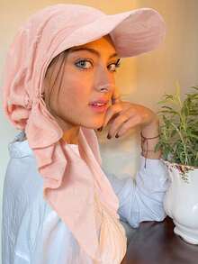 1pc Fashionable Multi-Color Casual Baseball Cap With Arc-Shaped Brim And Feather Decor - A - View 4