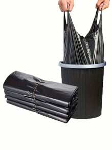 50/100pcs Durable Garbage Bags - Portable Polyethylene Trash Bags For Kitchen, Bathroom, Bedroom And Living Room, Home Organization | Stylish Design |, Black Trash Bag Dispenser