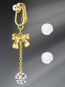 Fake Belly Piercing Fake Belly Ring For Women Fake Belly Button Piercing Clip On Belly Button Rings Fake Navel Ring Non Piercing Faux Belly Piercing Jewelry Dangle Non Piercing Fake Belly Piercing Jewelry, Clip On Earrings Non - Piercing Ears Cuff Set Stainless Steel Silver Gold CZ Fake Helix Cartilage Clip On Wrap Earrings Set For Women Non - Piercing Adjustable Ear Clip Without Ear Hole