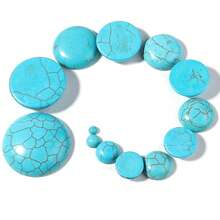 10pcs/Pack Natural Round Shape Blue Turquoise Gemstone Cabochons, Multiple Styles & Sizes, Vintage Chic Handmade DIY Jewellery Decor Stones, Suitable For Necklace Rings Bracelet Jewelry Making - Round - View 6