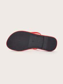 Women's Elegant Comfortable Casual Flip Flops, Personalized Street Wear, Vacation Fashion, Red Solid Color, Flat, Versatile, Suitable For Spring/Summer, Outdoor, Beach