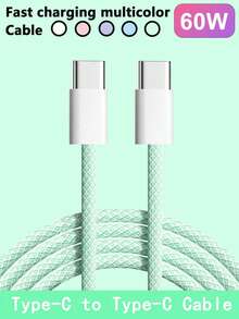 60W USB-C To Type-C Fast Charging Cable,[3.3ft/6.6ft/9.9ft] Long Nylon Braided Type-C Charging Data Cable,USB-C Power Cable,Compatible With IPhone 17/16/15 Pro Plus/Pro Max,Galaxy S25/S24/S23/S22,IPad Pro/Air And Other Mobile Phone Fast Charging Cables - Multicolor - View 35