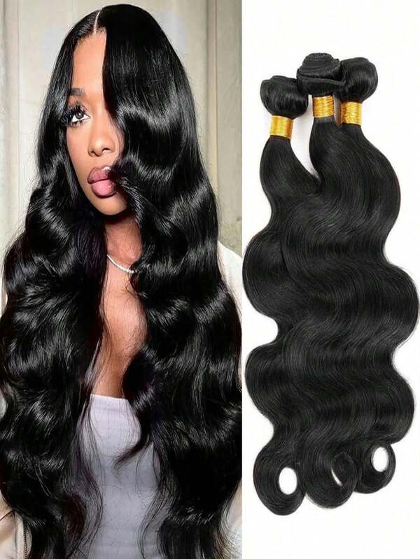 1 و 3 حزم شعر مستعار موجي فاقد للون أسود بطول 14 إلى 22 بوصة، شعر اصطناعي مقاوم للحرارة لتسريحات الشعر DIY