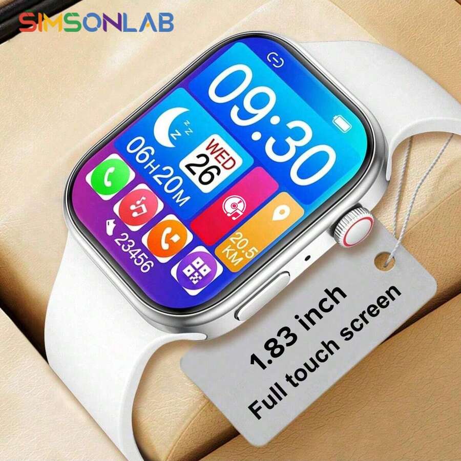 SIMSONLAB 1.83英寸智能手表，支持无线通话和拨号，多种运动模式，来电提醒和拒接，消息提醒，生日/周年纪念日/节日礼物 - 彩色 - 查看 1