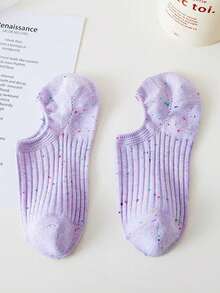 1/3/7 Pairs Women's Candy Color Ankle Socks, Summer Boat Socks, No Show Socks Thin Low-Cut Low Vamp, Personalized Star Dot Mesh Socks, Non-Slip, Suitable For All Seasons, Mix & Match Colors