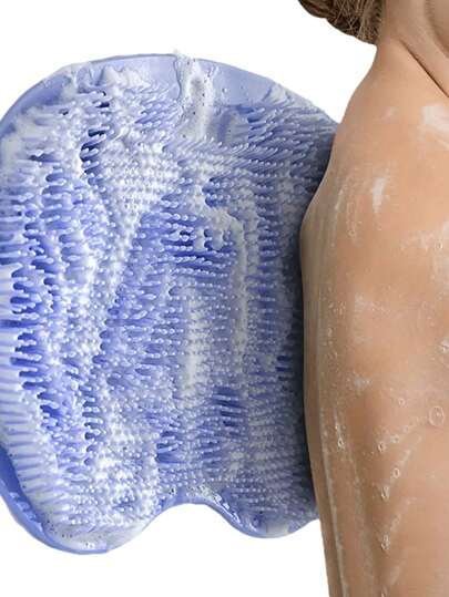 Silicone Bath Massage Pad, Wall-Mounted Shower Foot Scrubber & Back Exfoliator With Non-Slip Suction Cups For Enhanced Relaxation And Skin Exfoliation, Skin Exfoliation Accessory, Decorative Bathroom Item, Soft Bristle Scrubber, Alcohol-Free Foot & Back Massage Brush, Slouchy, Bath Brush