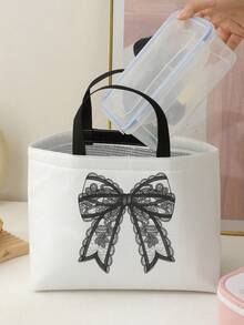 Bow Pattern Double-Sided Printing Portable Insulated Lunch Bag Large Capacity Ice Bag For Office School Travel - Multicolor - View 10