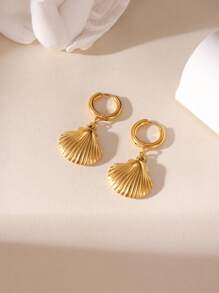 2pcs 18K Gold Stainless Steel Ocean Elements Starfish Crab Shell Stud Earrings, Fashion Color-Preserving Earrings Suitable For Women's Daily Wear And Gift