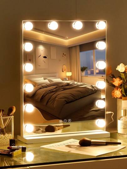 FENCHILIN Vertical LED Illuminated Makeup Mirror, USB Plug In Spiegel Lighting Powder Room, Bedroom White, 40cm 50cm