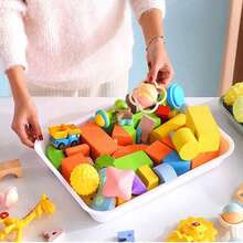 4pcs Extra Large Plastic Trays - Rectangular Food Serving And Organizing Trays, Stackable Durable Plastic Storage Trays For Home, Cafe, Restaurant, Outdoor - Holds Food, Bread, Grill Dishes - White - View 8