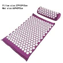 Cojín masajeador, estera de masaje para Yoga, acupresión, alivia el dolor, estrés, espalda, dolor corporal, estera con puntas, estera de acupuntura y juego de almohadas - Neblina azul - Ver 2