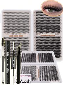 640PCS A DIY Eyelash Extension Kit - Mixed Lengths Of 10-16Mm, Featuring 10D, 20D, 30D, And 40D ,50D,60D,80D,100D Clusters, Cat Eye, Cosplay, Russian Volume, Natural, Thick, And Dramatic Styles, Including Adhesive And Sealing Glue, Tweezers, Beginner-Friendly, 0.07Mm Thickness, D Curl, Suitable For Home Use.