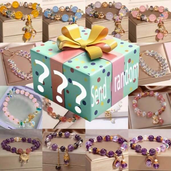 1 pieza de joyería sorpresa al azar - Pulsera de piedra natural, regalo sorpresa al azar, joyería y accesorios perfectos para mujer, adecuados para uso diario y cualquier ocasión, collar, pulsera y pendientes unisex, regalo sorpresa de cumpleaños al azar
