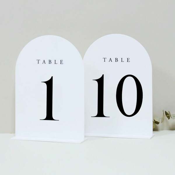 White Arch Acrylic Table Numbers 1-10 With Stand, 5x7" White Arch Acrylic Sign And Holder Wedding Table Numbers For Reception, Centerpiece, Event (White Table Numbers 1-10, 5x7 Inch)