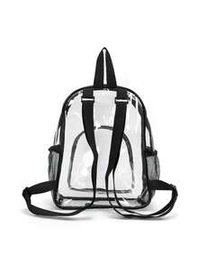 Men's Transparent Jelly Backpack, Large Capacity Water-Resistant Beach Bag, Colorblock Outdoor Sports PVC Transparent Fashion Backpack, Summer,Y2k - Clear - View 4