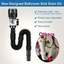 1PC Anti-Odor Bathroom Sink Drain Kit With Extendable P-Elbow - Stainless Steel With ABS Material For 1.25" To 1.96" Drain Pipes Kitchen Items Kitchen Accessories Kitchen Kitchen Tools - Black - View 5