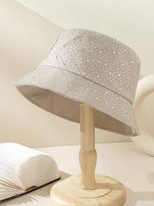 1pc Handmade Bling Crystal Women Fashion UV Protection Bucket Hat
