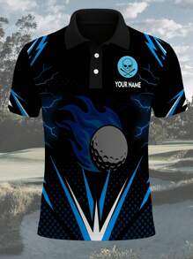 Customized Golf Polo Shirt With Digital Print, Personal Or Team Customization, Polyester Stretchy Quick-Dry Fabric