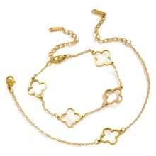 1 pieza Pulsera de acero inoxidable minimalista con flor de cuatro hojas hueca, adecuada para uso diario o fiesta de las mujeres, gran regalo para el Día de la Madre