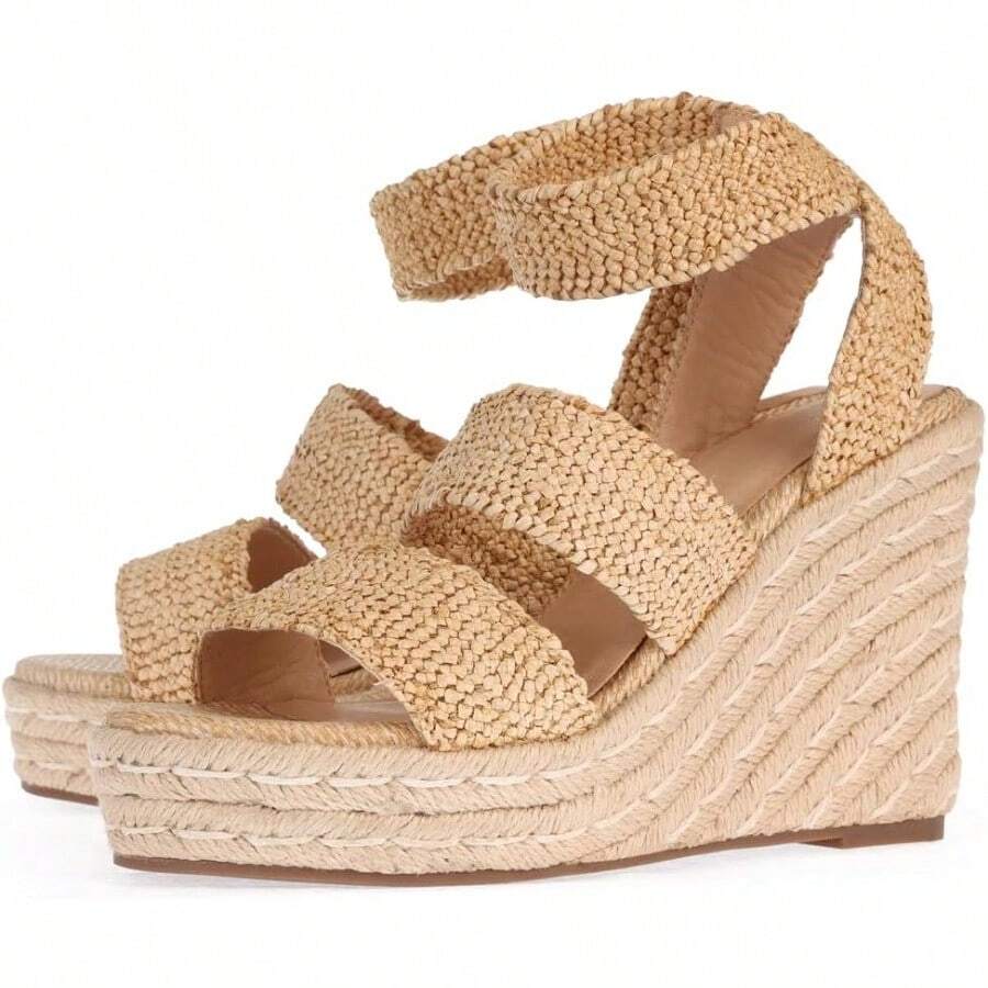 Women's Platform Sandals Wedge Ankle Strap Open Toe Sandals - 7UK - View 1