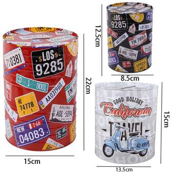 1pc Extra Large European & American Style Round Piggy Bank, Cartoon Design High Capacity Coin Storage Box, USD, EUR, AUD, KRW, CAD Personalized Graffiti Money Jar, SAR, TMT, EGP, CHF Big Drum Shape Coin Bank, Graffiti Oil Drum Decor (Random Size)