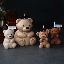 3D Cute Bear Silicone Candle Mold DIY Seated Bear Animal Handmade Candle Mold Soap Gypsum Epoxy Handicraft Making Supplies Creative Gifts Home Decoration Holiday Gifts Candle Making Lovers