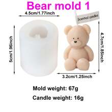 3D Cute Bear Silicone Candle Mold DIY Seated Bear Animal Handmade Candle Mold Soap Gypsum Epoxy Handicraft Making Supplies Creative Gifts Home Decoration Holiday Gifts Candle Making Lovers