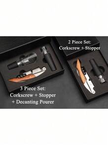 Personalisierter gravierter Weinflaschen-Öffner aus rostfreiem Stahl mit stabilem Holzgriff, Korkenzieher, Stopfen, Dekanter-Ausgießer, Weinzubehör in Geschenkbox, Individuelles Hochzeits- oder Geburtstags-Geschenk für Weinliebhaber, Bar-Keeper, Best Man, Trauzeugen