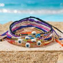 1 pieza Pulsera con cuentas de ojo maligno, amuleto de buena protección y suerte, accesorio de moda con cuentas de colores