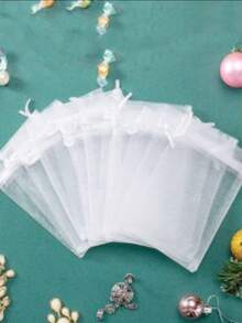 10/50/100pcs White Gift Packaging Bags, Wedding Candy Bags, Gift Bags, Organza Candy Bags, Wedding Candy Bags, Tableware, Wedding Essentials, Home Decor, Gift Packaging Supplies, Event And Party Supplies Gift Packaging Bags, Suitable For Various Holiday Parties, Gatherings, Birthdays, Weddings, Gifts, Outdoor Picnics, Valentine's Day, Wedding Anniversary Gift Packaging Supplies Candy Bags, Jewelry Packaging Organza Bags, Candy Bags Travel Storage Packaging Bags Holiday Gift Bags - Multicolor - View 33