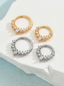 一体式不锈钢银色和金色鼻环套装，女士鼻钉，鼻中隔环饰品，鼻部穿孔饰品，吊坠鼻环配饰，女士身体饰品，鼻部穿孔饰品。 - 圓形 - 查看 13