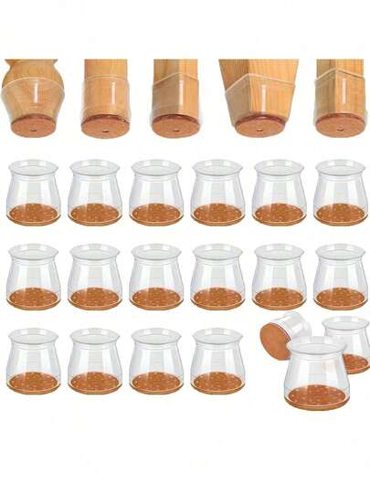 4/8/16/20 piezas Protectores de piso para patas de silla - Silenciar pisos ruidosos, contra arañazos, deslizamiento suave - Construcción de silicona duradera, almohadillas de fieltro suave para un contacto delicado con el piso, proteger el piso y las patas de mesas y sillas