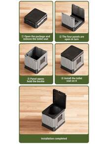 1Pc Camping Toilet, Portable Toilet For Adults, 14'' Camping Toilet With Lid, Camp Toilet With Holder, Portable Potty For Camping, Hiking, RoadTrip, Car, Tent, Truck Drivers