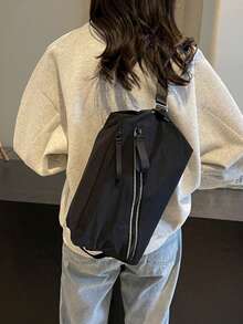 Casual Sport Gym Bag With 2 Zippers For Women Men Shoulder Crossbody Bag, Summer High Capacity Backpack For Workout Fitness Yoga Pilates School College Travel Purses Chest Pack