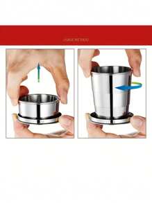 2 pièces Tasse à eau pliable en acier inoxydable, tasses rétractables portatives pour le voyage extérieur, mini tasse pratique et créative