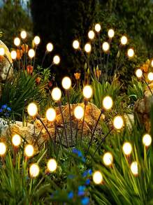 1PC 6/8/10Lights 18650-600mAh Solar Firefly Lights Outdoor Garden Decoration Landscape Lights Lawn Lights Suitable For Festive Decoration,LED Solar Firefly Lights For Courtyard Garden Decoration, Christmas Wind Swaying Firefly Ground Mounted Lawn Lights