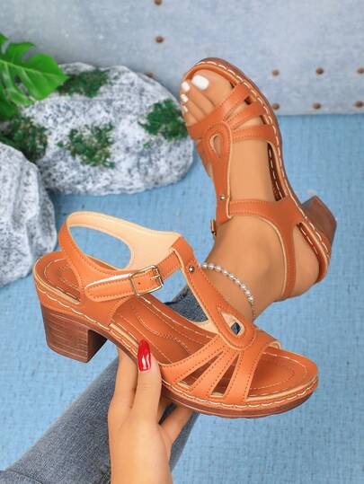 1 双女式坡跟厚底系带凉鞋，百搭平底舒适运动沙滩鞋，度假风格休闲时尚一脚蹬，适合日常穿着，简约设计